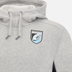 Felpa grigia da viaggio Cardiff Blues Rugby con logo del club sul petto.