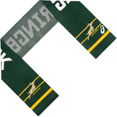 Sciarpa da rugby verde con logo Springbok e marchio Asics.