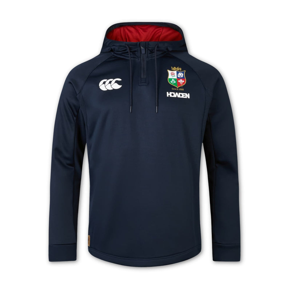 Felpa da rugby blu Canterbuty British & Irish Lions con cappuccio e mezza zip.