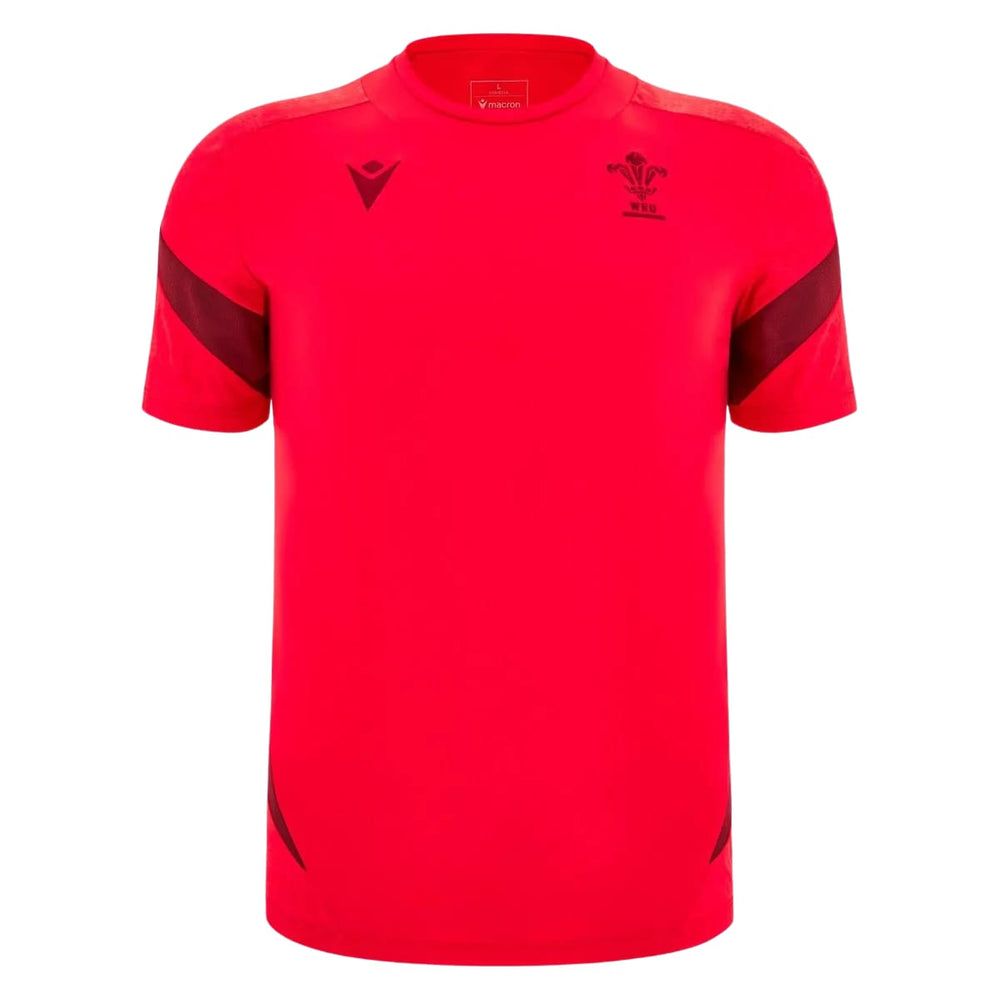 Maglia training rugby Galles 2026 Macron rossa con stemma