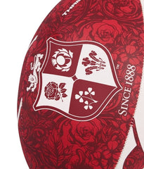 Pallone Rugby British & Irish Lions Thrillseeker Bordo: pallone da rugby color bordeaux con stemma dei British & Irish Lions e intricato motivo floreale.