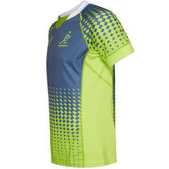 Maglia da rugby da allenamento dei Wallabies Australia: maglia sportiva verde e grigia con logo della squadra