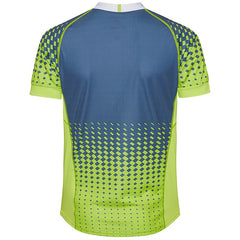 Maglia training rugby Wallabies Australia blu e verde lime con motivo a scacchiera.
