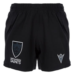 Pantaloncini Rugby Northampton Saints Gara Nero 2022-23: Pantaloncini ufficiali da rugby neri per la stagione 2022-23.