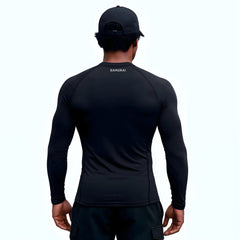 T-shirt baselayer sportiva nera da uomo Samurai, manica lunga.