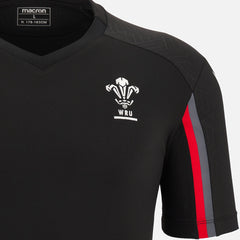 Maglia da allenamento Macron Galles WRU in poliestere nero, taglia L.