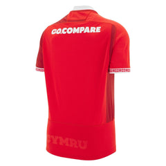Maglia Rugby Galles 2026 home PRO Macron, rossa con logo Go.Compare e scritta Cymru.
