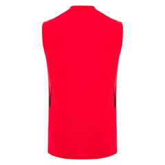 Maglia smanicata da allenamento rugby Galles 2026 rossa, vista posteriore.