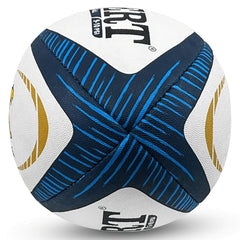 Pallone da rugby replica Argentina Pumas Gilbert bianco e blu, con cuciture a vista.