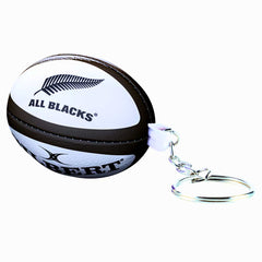 Portachiavi da rugby Gilbert All Blacks: portachiavi con pallone da rugby bianco e nero con logo All Blacks