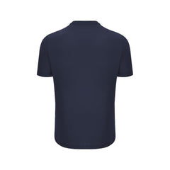 Retro maglia da tifoso Italia Rugby 2025 blu, con maniche corte e girocollo.