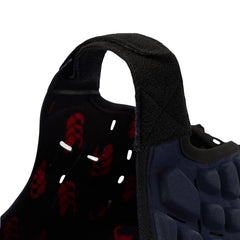 Caschetto da rugby Canterbury RAZE blu per bambino, dettagli interni rossi.