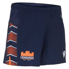 Pantaloncini da rugby Macron blu navy per bambini, con logo Edimburgo Est 1872.