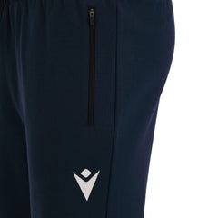 Pantalone da viaggio in cotone blu scuro Macron Italia Rugby FIR 2023 con zip.