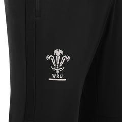 Pantalone lungo da rugby nero WRU con logo ricamato, vestibilità aderente.