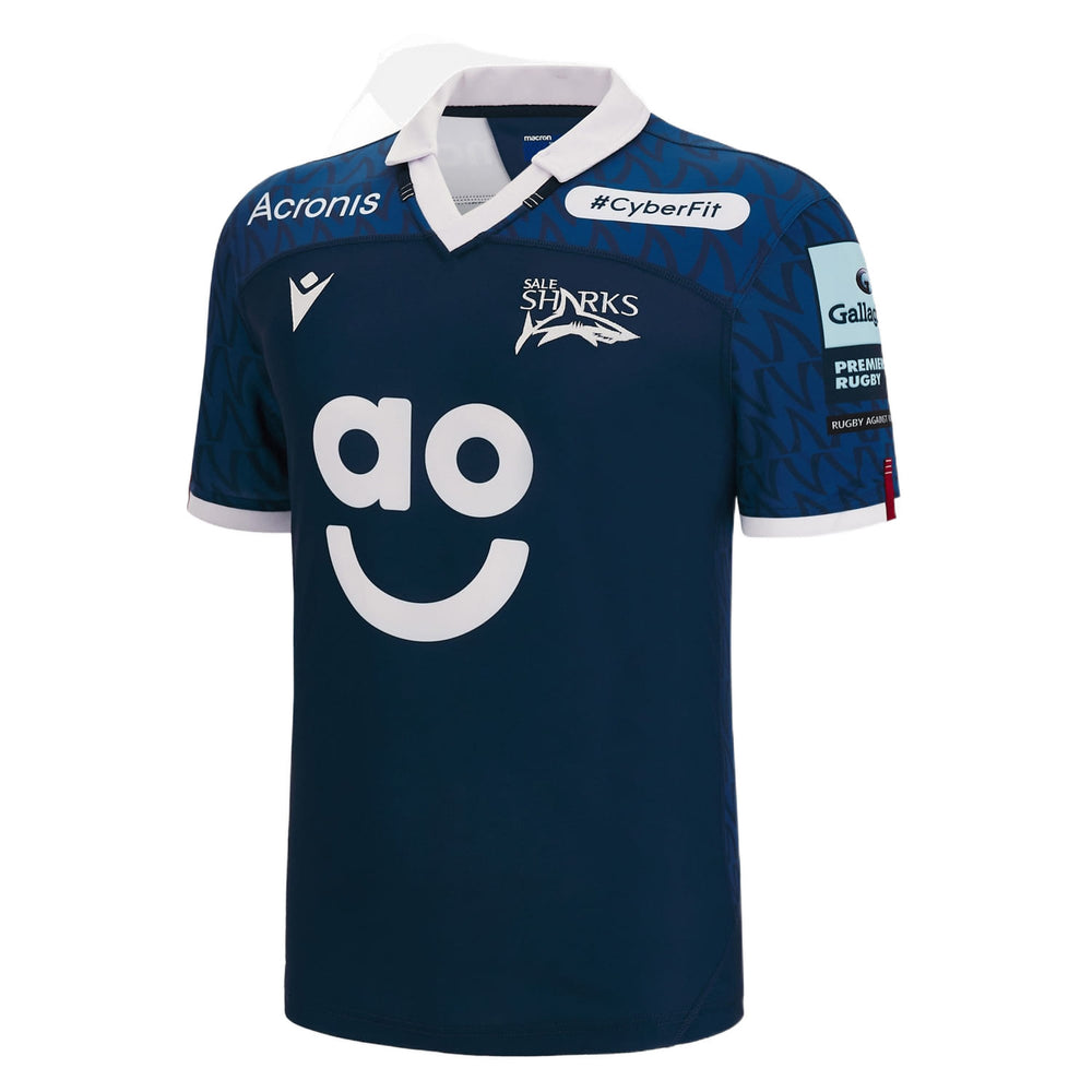 Saldi 2023 Maglia da rugby casalinga degli Sharks: maglia da rugby ufficiale blu navy con logo della squadra e sponsor Acronis, CyberFit e Gallagher.