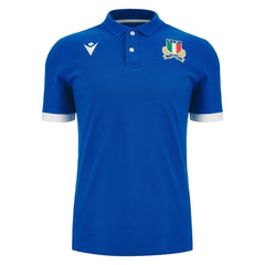 Maglia Rugby Italia replica cotone piquet 2024: Official Italy rugby polo shirt in blue cotton piquet