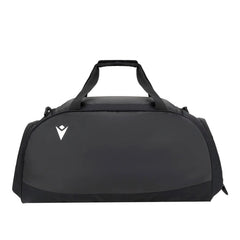 Borsa da palestra nera ufficiale FIR per rugby Macron con logo bianco.