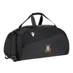 Borsa da palestra Macron nera ufficiale FIR Italia, ideale per il rugby.