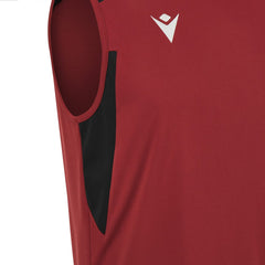 Maglietta rugby galles smanicata training 2024: Maglia da rugby da allenamento rossa senza maniche con pannelli laterali neri
