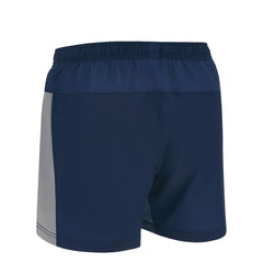 Pantaloncini da rugby Sale Sharks ragazzo blu navy con inserto grigio laterale.