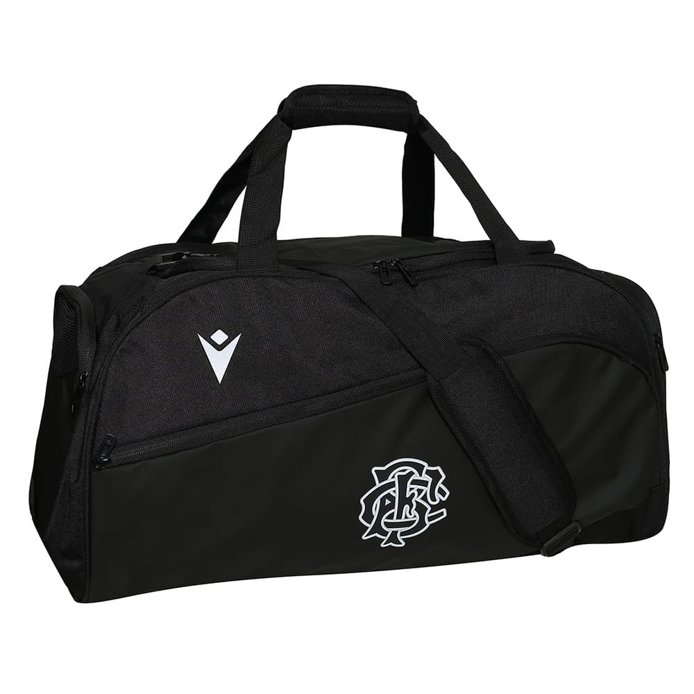 Borsa palestra Ufficiale Barbarians Rugby Macron nera con logo.