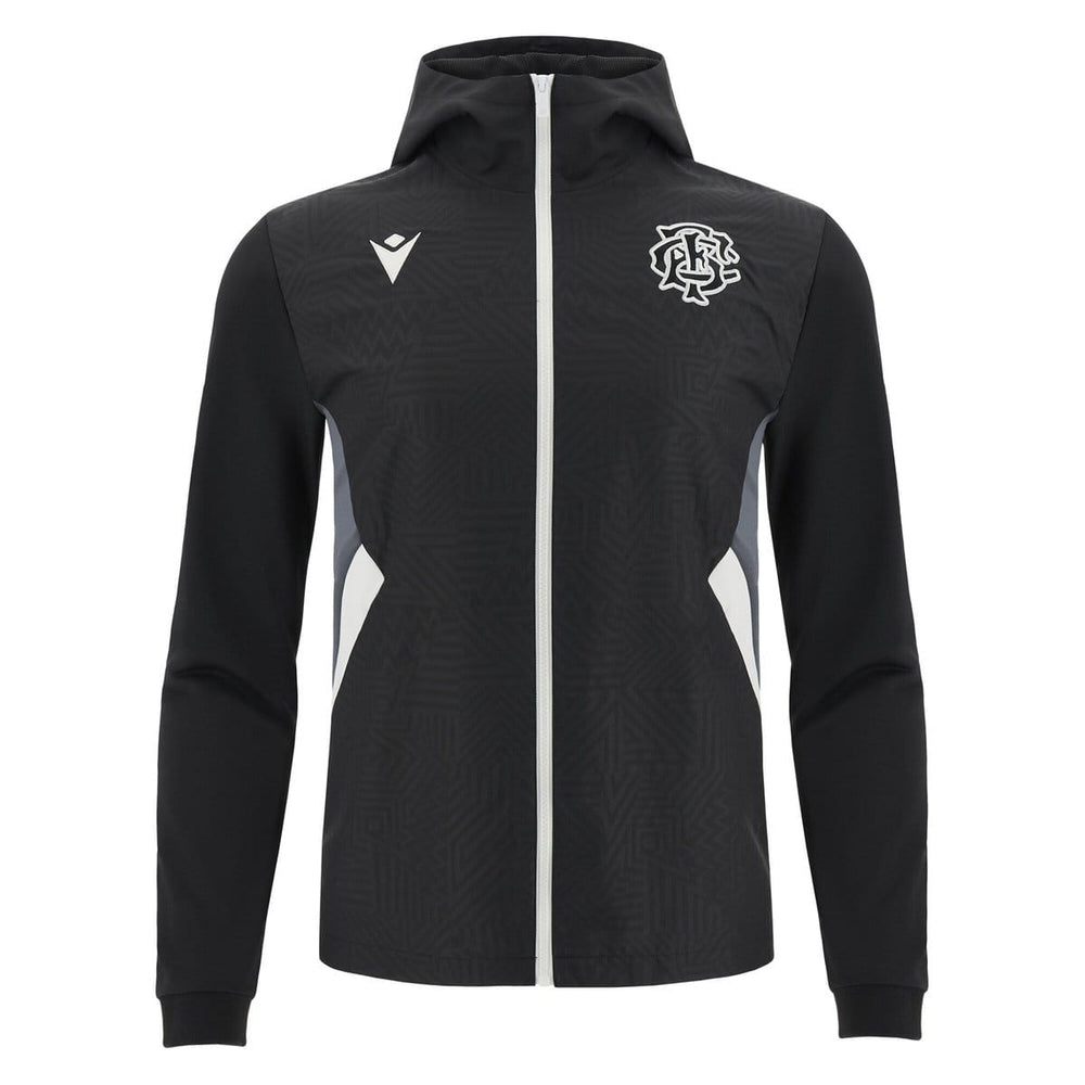 Felpa da viaggio Barbarians Rugby Macron nera con cappuccio e logo