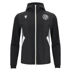 Felpa da viaggio Barbarians Rugby Macron nera con cappuccio e logo