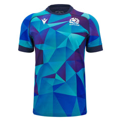 Maglia da allenamento da rugby Scozia M24-25 blu con stampa geometrica.