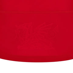 Maglia replica casalinga Macron 2025 Welsh Rugby: maglia rossa con l'emblema del drago gallese in rilievo.