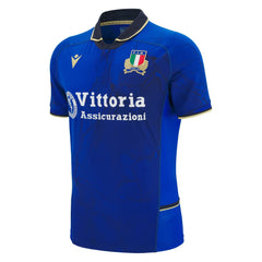 Maglia Rugby Italia 2026 Home Macron blu, versione Authentic Body Fit.