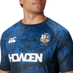 Maglia da rugby da allenamento Superlight dei British & Irish Lions: blu navy, stampa floreale, logo ufficiale dei Lions.