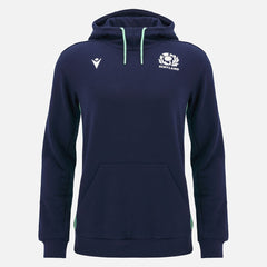 Felpa Macron con cappuccio blu navy e logo Scozia Rugby, travel 2025.