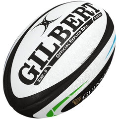 Pallone da rugby Gilbert Sei Nazioni Replica Ufficiale, bianco e nero, misura 5.