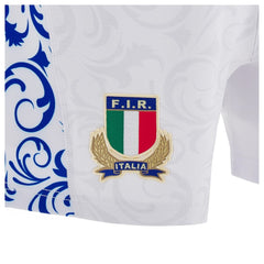 Pantaloncino da rugby Italia gara away Macron con stemma FIR.