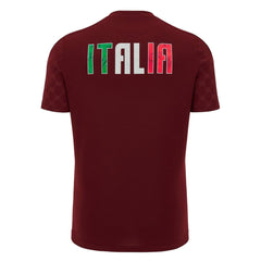 Maglia da allenamento rugby Italia 2025, retro con scritta "ITALIA" nei colori nazionali.