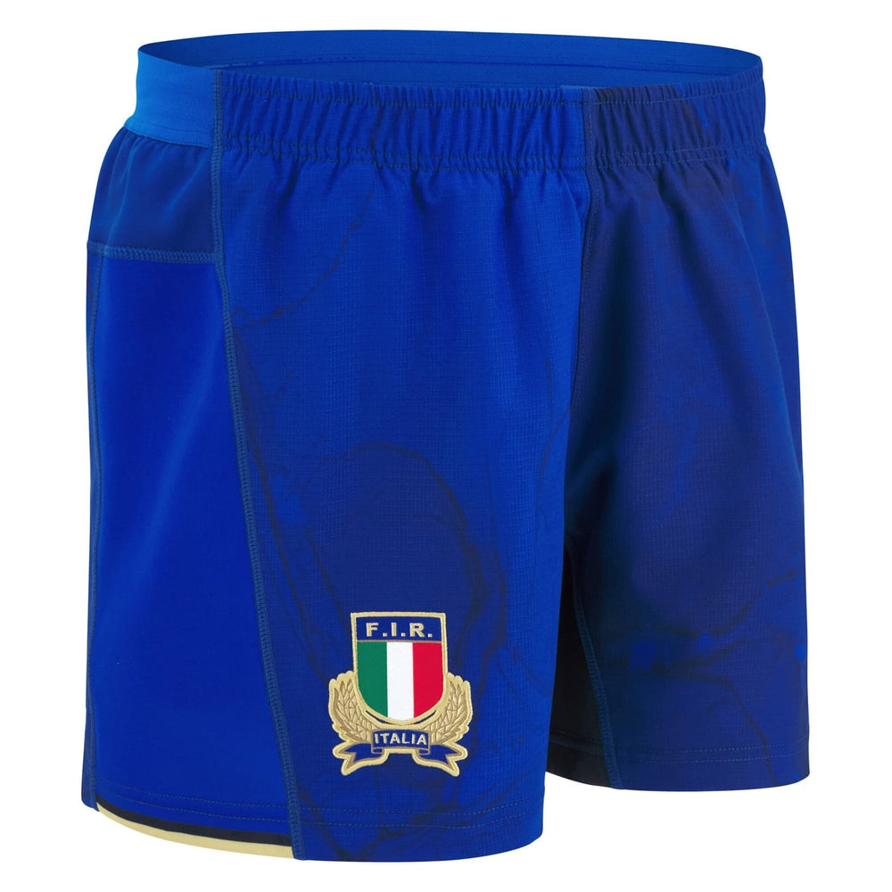 Pantaloncino da rugby Macron Italia gara home blu, ufficiale F.I.R.
