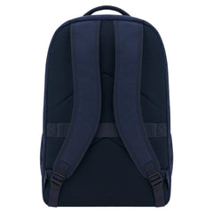 Zaino Macron FIR Rugby Italia blu navy, vista posteriore con spallacci imbottiti.