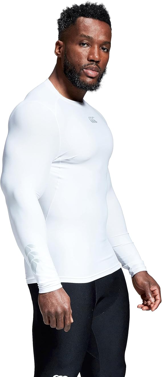 Maglia termica Canterbury Thermoreg bianca a maniche lunghe da uomo.