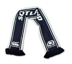 Sciarpa da rugby Scozia blu navy con logo CCC e Canterbury.