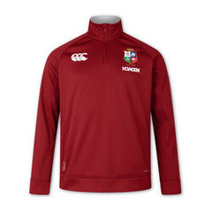 Felpa mezza zip da uomo British & Irish Lions, colore bordeaux, con logo ufficiale.