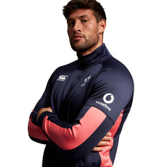 Felpa da rugby Irlanda 2023-24 blu e rosa con logo Vodafone