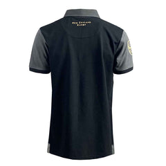 Polo Rugby All Blacks Vintage 1938: polo da rugby nera e grigia, vista posteriore. Design All Blacks.