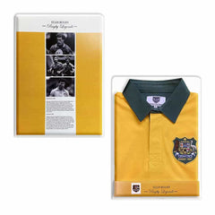 Polo da rugby vintage dei Wallabies: Australia 1987. Maglia da rugby gialla in confezione.