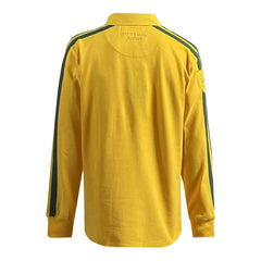 Maglia Rugby Australia Vintage: Maglia da rugby a maniche lunghe color oro con strisce verdi, logo Australia Rugby