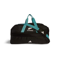 Borsone nero ufficiale All Blacks Rugby Adidas con tracolla turchese.