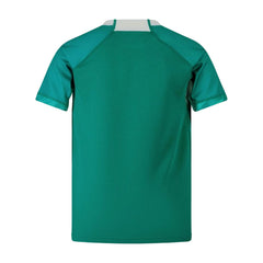 Maglia Rugby Irlanda 2025 Home Bambino: Teal green kids' Ireland rugby jersey, back view.