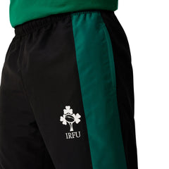 Pantalone da rugby lungo Irlanda Legends 2026 nero con banda verde e logo IRFU.