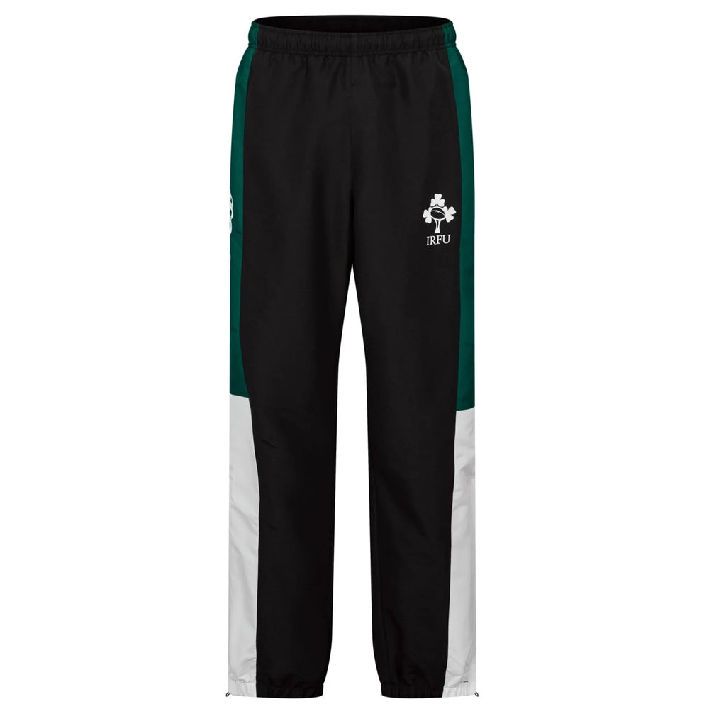 Pantalone lungo da rugby Irlanda Legends 2026 in microfibra, nero con inserti verdi e bianchi.