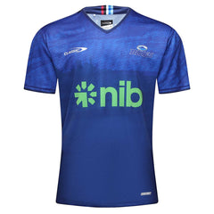 Maglia da rugby per bambini degli Auckland Blues: maglia ufficiale da allenamento blu con logo Nib. Design professionale per la casa.